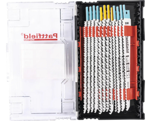 Sada pilových listů do přímočaré pily v otevřeném plastovém boxu