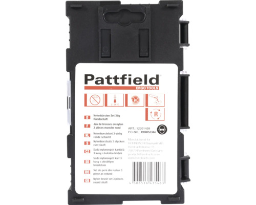 Sada nylonových kartáčů Pattfield, 3 kusy s kulatou hřídelí