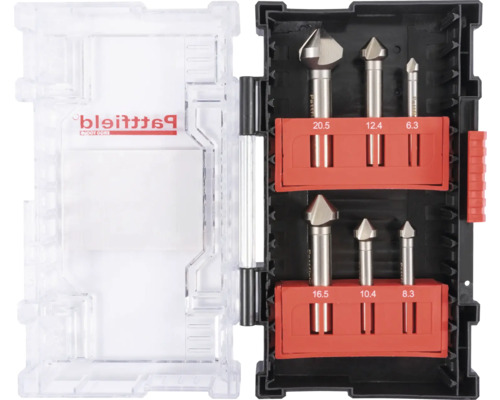 Sada zahlubovacích vrtáků v úložném boxu