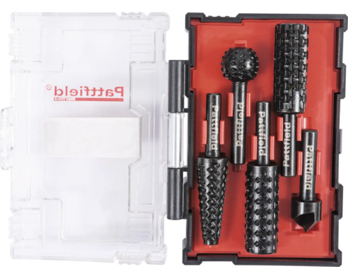 Sada frézovacích kolíků Pattfield v otevřeném kufříku