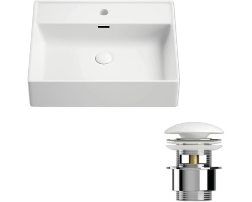 Keramické umyvadlo na desku s odtokovou armaturou
