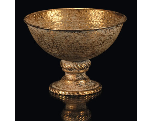 Kalich široký kovový - menší, barva zlatá Dekorační skleněná mísa na noze