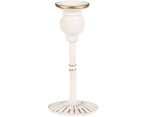 Kovový svícen na kónickou svíčku 17 cm bílý Kovový svícen