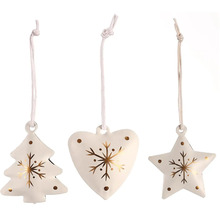 Dekorativní ozdoby na vánoční stromeček, sada tří figurek: vánoční stromek, srdce a hvězda