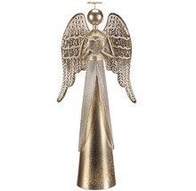 Kovová andělská dekorace s křídly a svatozáří