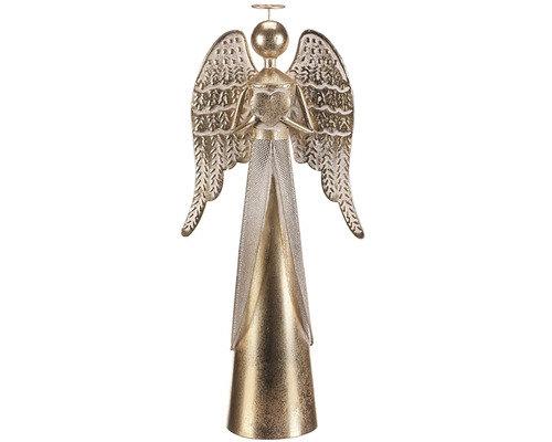 Kovová andělská dekorace s křídly a svatozáří