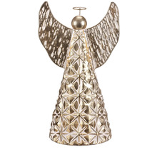 Dekorativní anděl z kovu s geometrickým vzorem jako vánoční dekorace