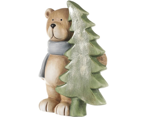 Keramická vánoční figurka medvěd se stromkem Dekorace medvídka s vánočním stromkem