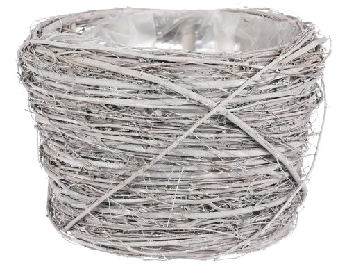 Proutěný obal na květináč šedo-bílý 1/2 větší 27x17 cm Květináč z proutí