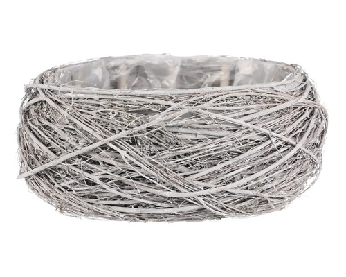 Proutěný obal na květináč šedo-bílý 1/3 největší 40x16 cm Květinový koš z větví