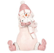 Dekorativní figurka Sněhulák s čepicí a ptáčkem