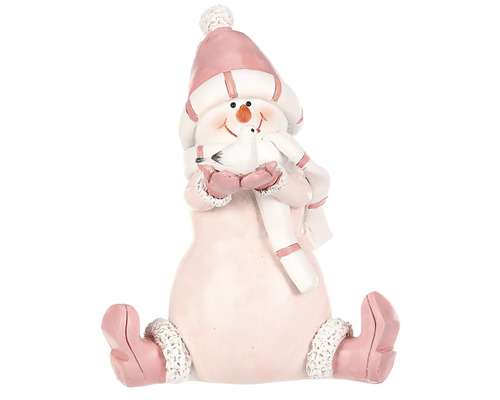 Dekorativní figurka Sněhulák s čepicí a ptáčkem