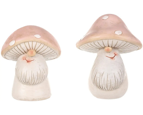 Vánoční figurka skřítek mochomůrka polyresin růžová hlava mix 2 druhů cena za 1 ks Dvě houbové figurky do zahrady