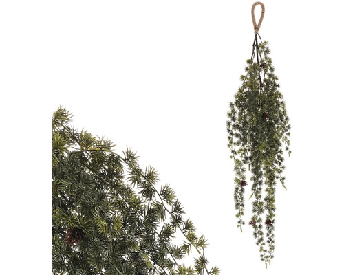 Umělá převislá vánoční větev modřín se šiškami zelená Umělý závěsný jalovcový větev s šiškami