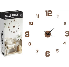 Nástěnné hodiny k vlastnímu navrhnutí s tmavým dřevěným vzhledem a obalem.