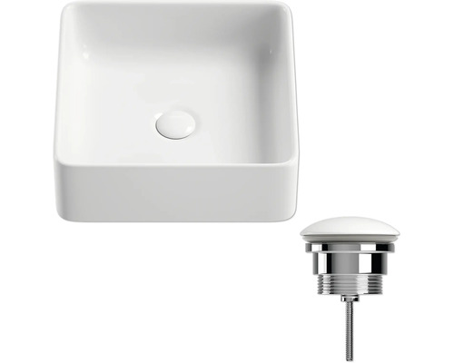 Umyvadlo na desku z keramiky s odtokovou soupravou