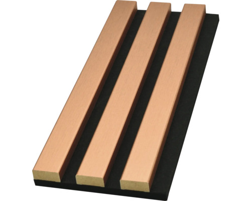 Akustický panel s dřevěnými lamelami na plsti