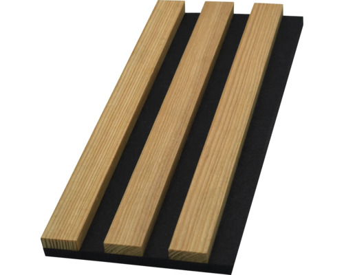 Akustický panel s dřevěnými lamelami na plsti