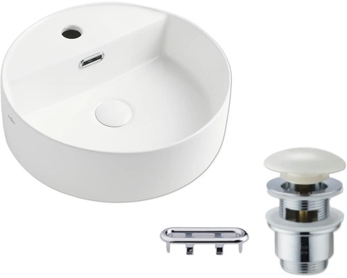 Keramické umyvadlo na desku s odtokovou armaturou a přepadem