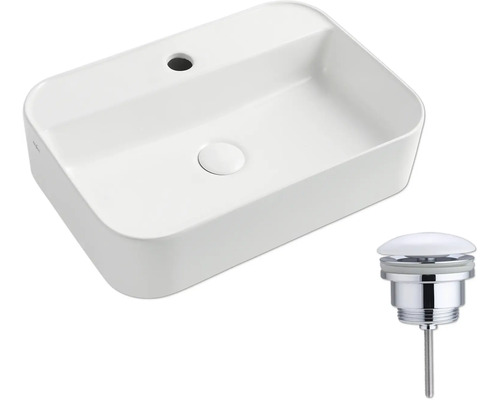 Umyvadlo na desku z keramiky s odtokovou soupravou