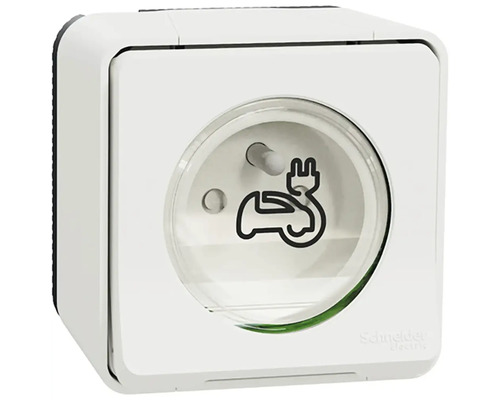 Zásuvka s ochranným kontaktem a symbolem pro elektromobil