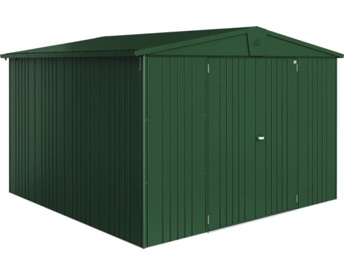 Kovová zahradní bouda s dvoukřídlými dveřmi pro zahradní skladování