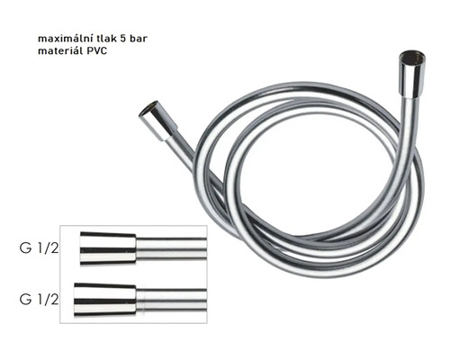 Sprchová hadice z PVC s maximálním tlakem 5 barů