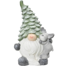 Dekorativní figurka trpaslík s vánočním stromkem a los