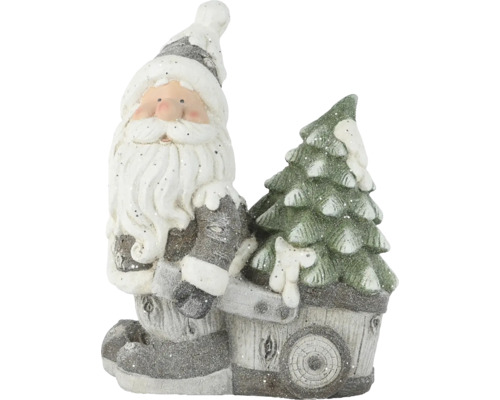 Dekorativní figurka trpaslík kovový 43 cm Dekorativní figurka Santa Clause s vánočním stromkem