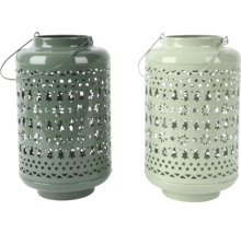 Dvě dekorativní kovové lucerny s vyřezávanými vzory