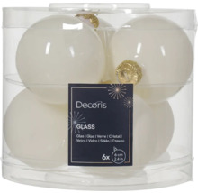 Šest skleněných vánočních koulí, šest centimetrů velké