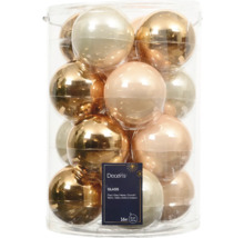 Skleněné vánoční koule Decoris, 16 kusů, průměr osm centimetrů