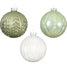 Tři vánoční koule s různými vzory