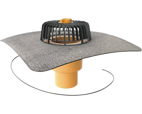 Střešní vpusť s košem na listí a bitumenovou připojovací manžetou