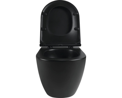 Závěsné hluboké splachovací WC s otevřeným splachovacím okrajem a WC sedátkem