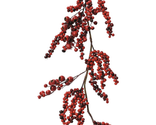 Girlanda bobule pěnové 130 cm červená Dekorativní větev s červenými bobulemi