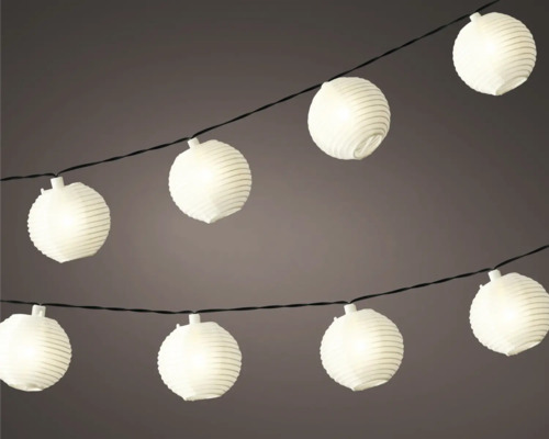 Zahradní osvětlení solární lampionky nylonové bílé, teplé bílé světlo