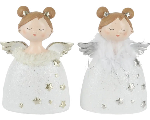 Dvě dekorační figurky andělů se vzorem hvězd