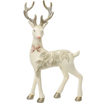 Dekorativní jelen s mašlí a třpytivým parožím pro Vánoce