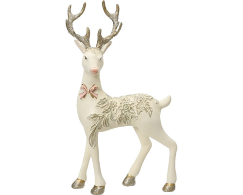Dekorativní jelen s mašlí a třpytivým parožím pro Vánoce