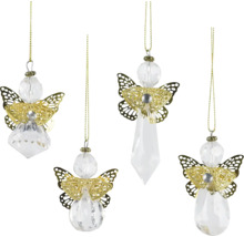 Čtyři andělské vánoční ozdoby se křídly a šňůrkami na zavěšení