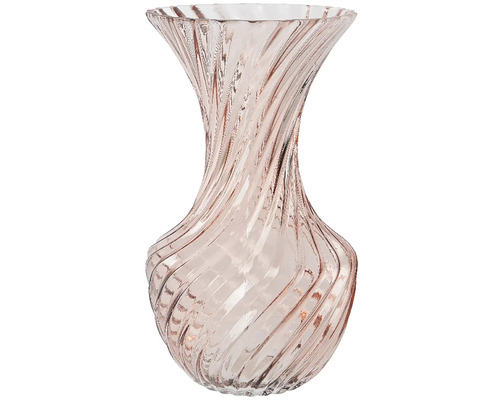 Dekorativní váza skleněná Ø 12 x 22 cm světle růžová Dekorativní skleněná váza se spirálovým designem
