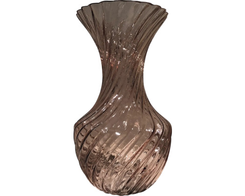 Dekorativní váza skleněná Ø 12 x 22 cm tmavě růžová Dekorativní skleněná váza se spirálovým designem