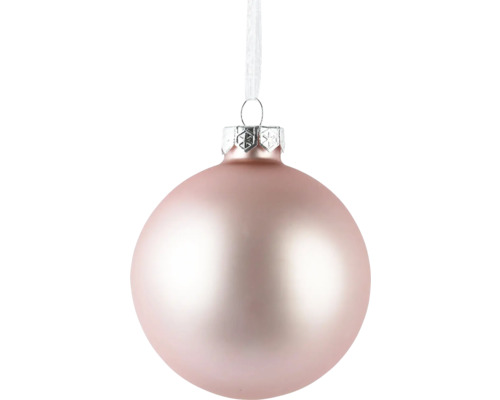 Vánoční ozdoba skleněná koule Ø 15 cm perleťová růžová Skleněná vánoční koule se závěsem