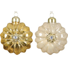Dvě květinové vánoční koule s ozdobnými kameny