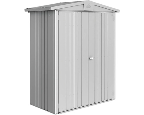 Kovová zahradní bouda s dvoukřídlými dveřmi pro uskladnění na zahradě