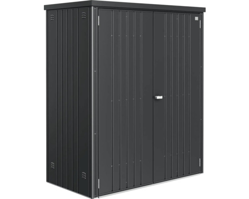 Kovový zahradní domek s dvoukřídlými dveřmi pro venkovní použití