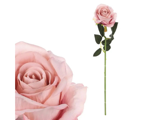 Umělá květina růže s 9 květy růžová 50 cm Umělá růže se stonkem