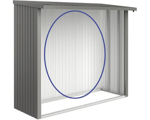 Otevřená kovová kůlna na nářadí pro uložení zahradního nářadí