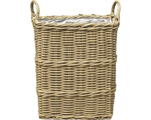 Obdélníkový květináč z ratanu s držadly